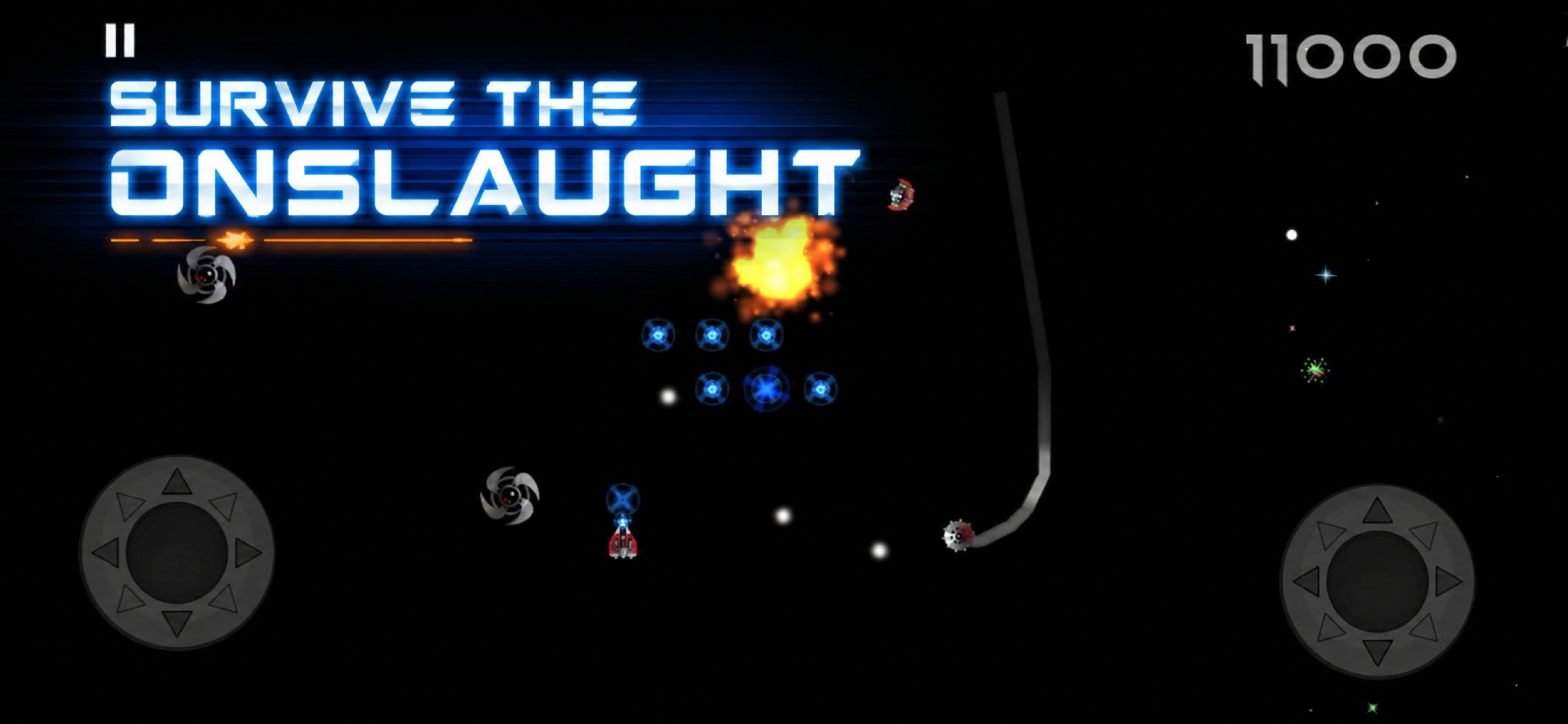Space Bandits gameplay: surviving a wave of enemies